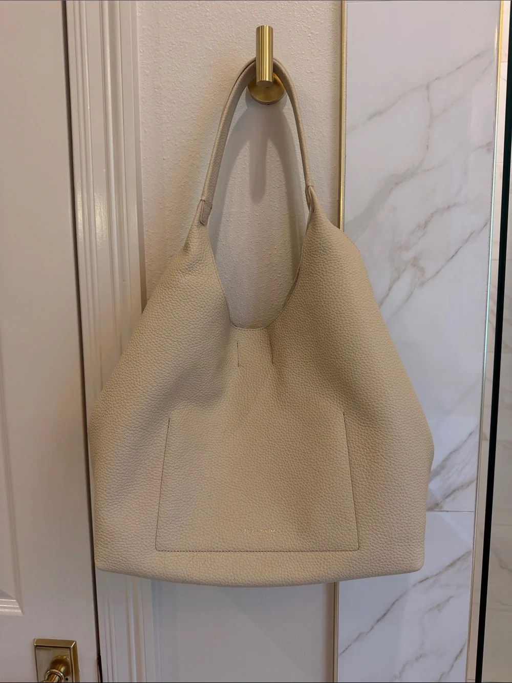 Rebecca Minkoff Cream Pebbled Leather Hobo Shoulder Bag